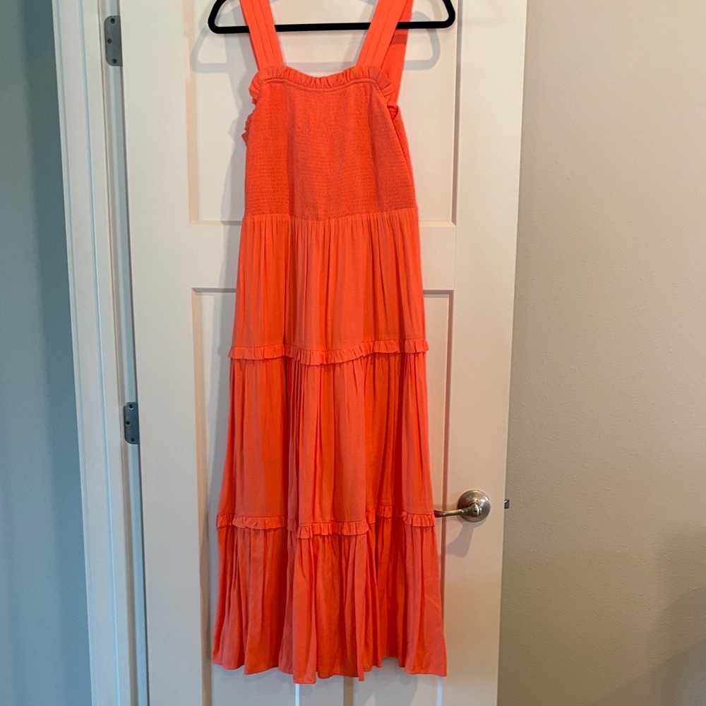 entro Coral Orange Tiered Maxi Dress